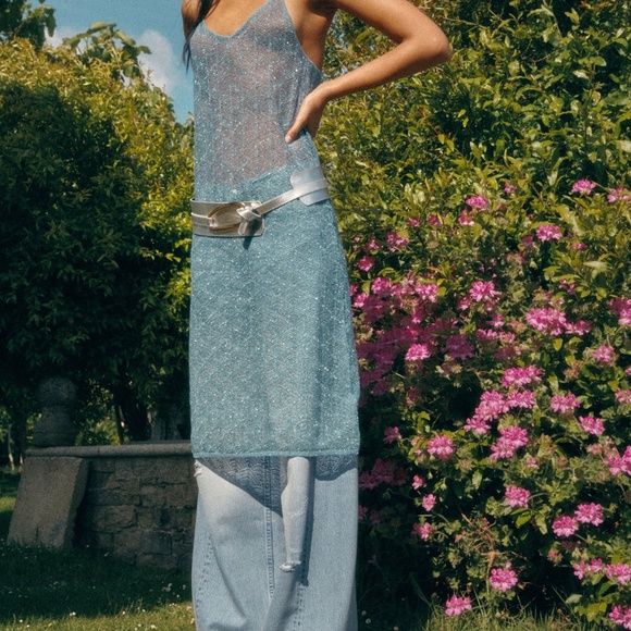 NWT ZARA Silver Leather Belt Sz. 85 - Picture 2 of 6